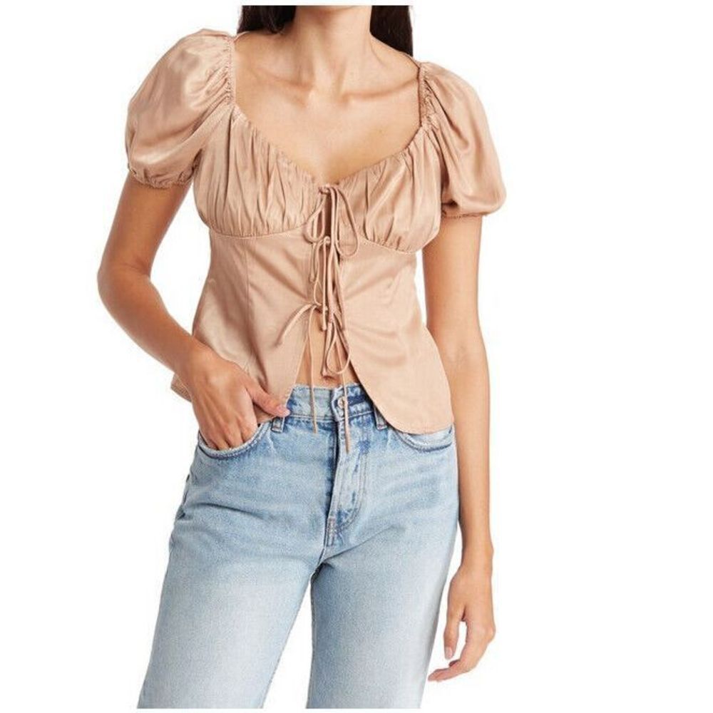 Sophie Rue Puff Sleeve Tie Front Top